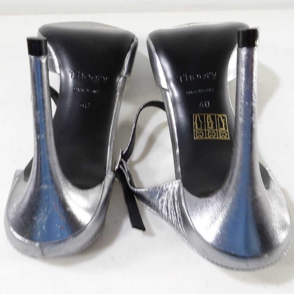 Theory Metallic Leather Mule Pumps 40 NWOB IRRG 595 Sz 40 IRRG - Picture 8 of 16